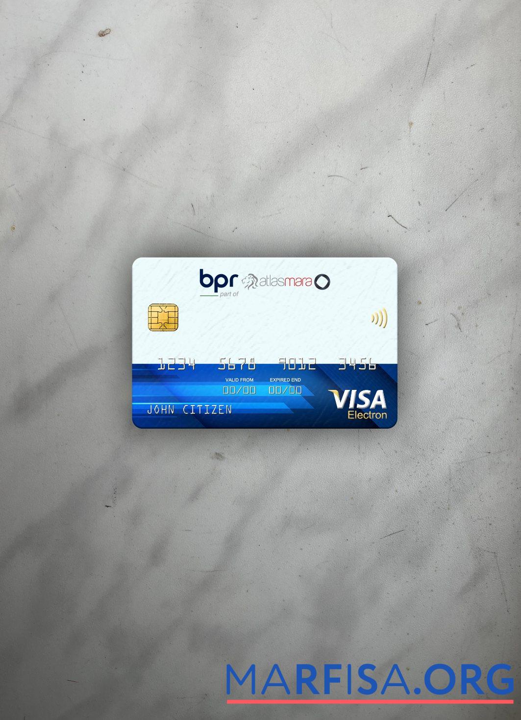 Printable Rwanda BPR bank visa electron card photolook front example